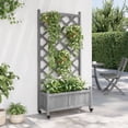 thumbnail image 3 of vidaXL Planter with Trellis and Wheels Gray Solid Wood Fir, 3 of 8