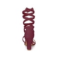 thumbnail image 2 of BLISSFUL STEP Crisscross Lace Up Mid Block Heels Sandals for Women Burgundy 9.5, 2 of 7