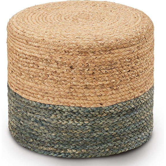 Wubio Pouf Ottoman, 100% Handwoven Seagrass Braided Pouffe, Boho Decor Floor Chair for Couch or Desk, Outdoor Ottomans for Garden, Round Footrest with Wood Frame-18inch 68le