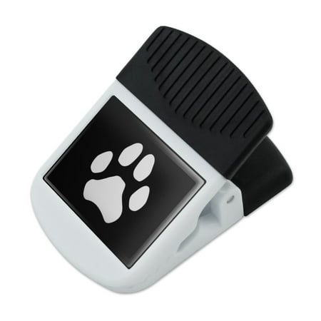

Paw Print Dog Cat White on Black Refrigerator Fridge Magnet Magnetic Hanging Hook Note Snack Clip