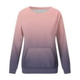 thumbnail image 4 of ShomPort Women Crewneck Gradient Color Sweatshirt Casual Fall Long Sleeve Shirt with Pocket, 4 of 5
