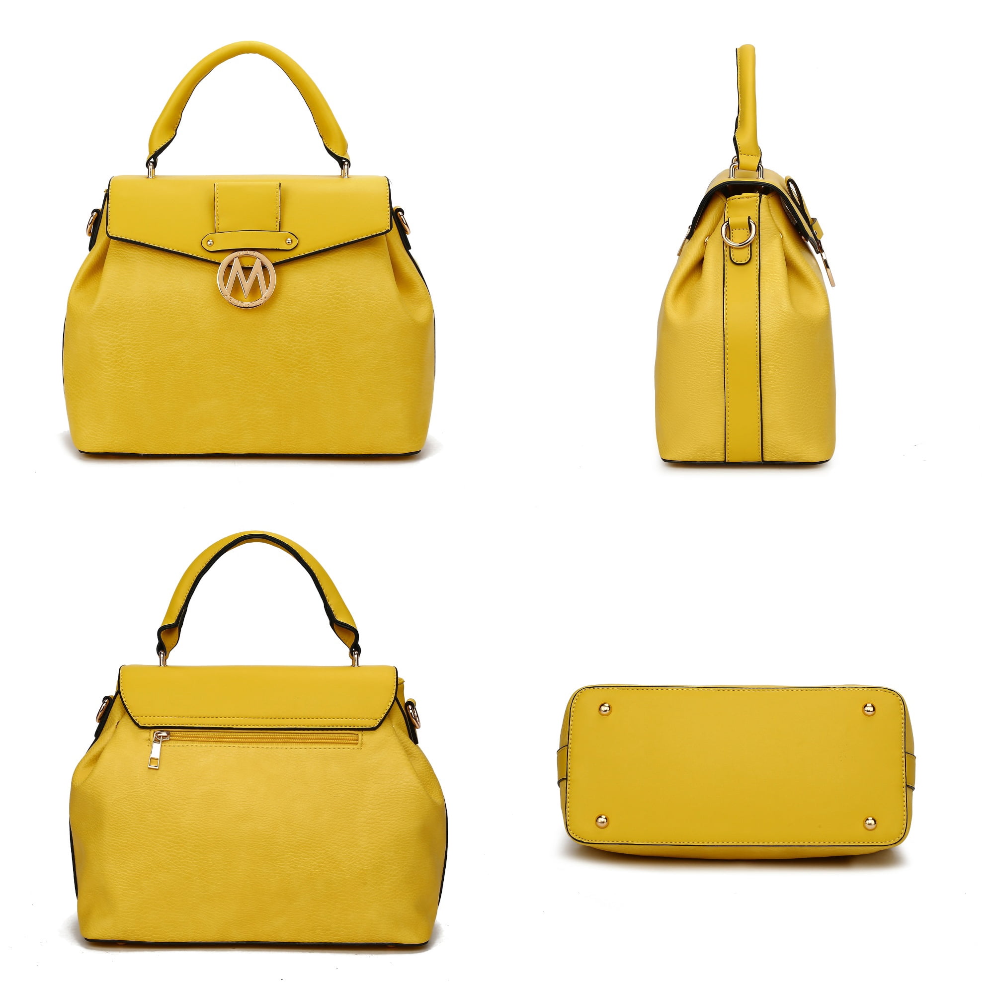 MKF Collection Aurora Satchel Handbag & Wallet Set – Stylish Vegan Leather Purse with Top Handles, Detachable Strap, and Matching Wallet by Mia K -Charcoal