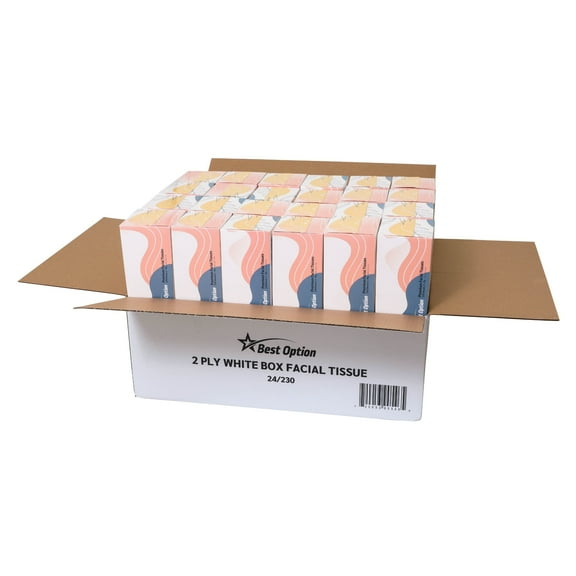 Soft 2-Ply Facial Tissue, White, 230-Count Box (5,520 Tissues, Bulk Pack of 24-Boxes)