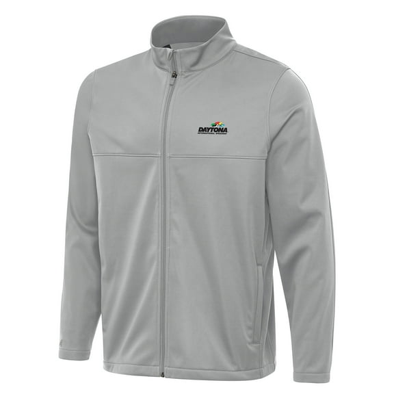 Men's-Antigua Gray Daytona International Speedway Links 2 Full-Zip Golf Jacket