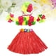 thumbnail image 5 of Conjunto de 5 piezas de falda de baile tropical hawaiano con flores, pulseras, diadema y sujetador, 40 cm (falda roja), 5 of 5