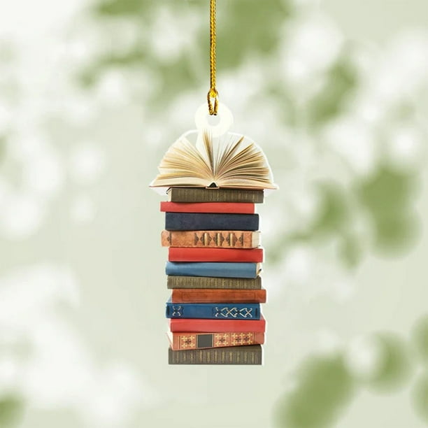 RKSTN christmas ornaments Christmas Tree Shape Stacked Book Funny Book Acrylic Hanging Decorations