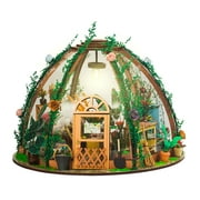 DIY Miniature Dollhouse Kit Wooden Flower Green House with for