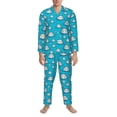 thumbnail image 3 of Susaid Hippo In Water Head Print Men's Long Sleeve Pajama Set, Two-Piece Button-Down Loungewear PJs Set, Comfortable Sleepwear for Relaxation-XX-Large, 3 of 7