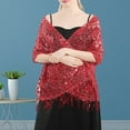 thumbnail image 4 of Dengjunhu Shawl Comfortable Long Elegant Lightweight Polyester Sequin Glitter Evening Dress Shawl for Dating, 4 of 7