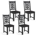 thumbnail image 1 of Costway Dining Chair Set of 4 with Rubber Wood Frame & Leaf-shape High Back for Kitchen Black, 1 of 9