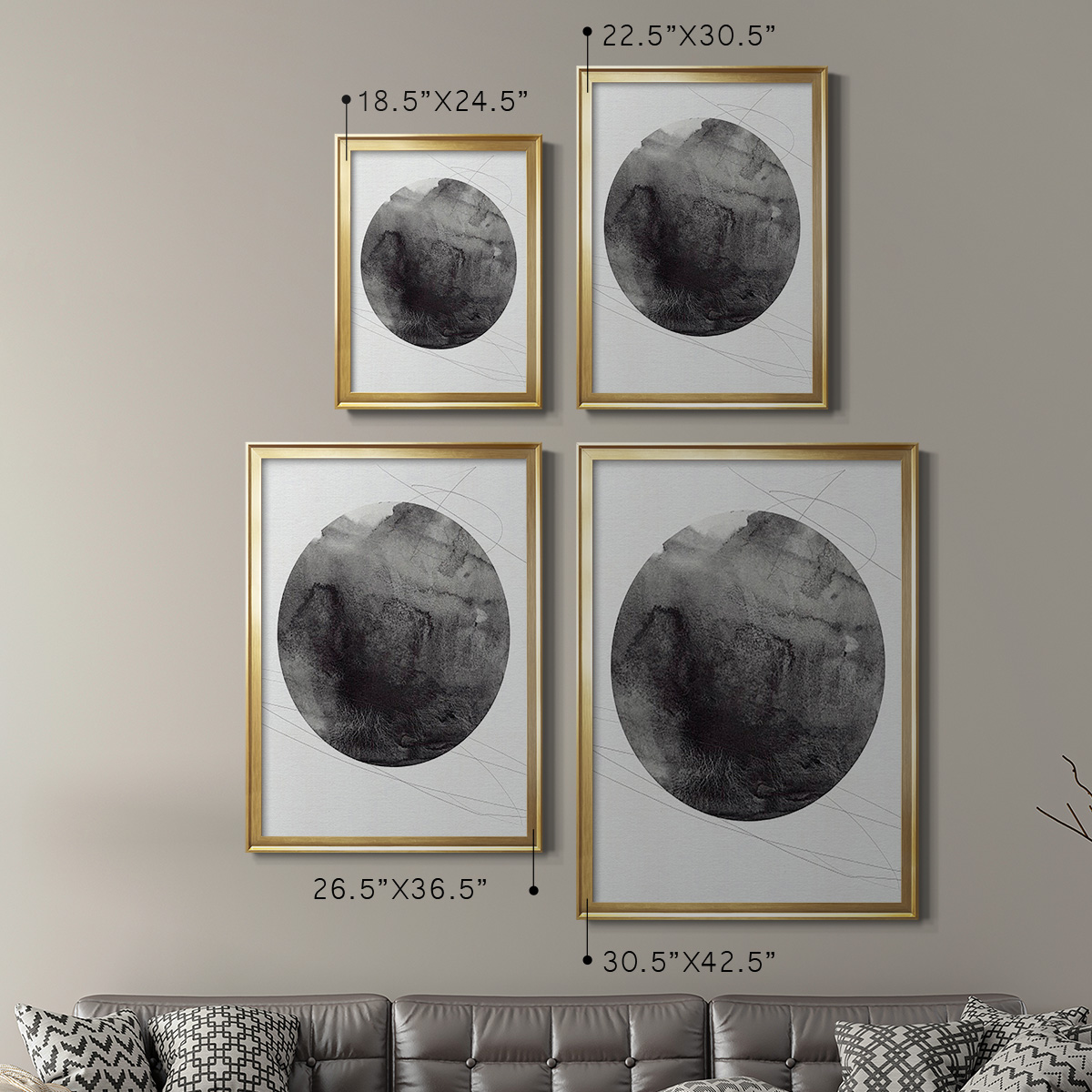 Graphite Moon I Premium Framed Print, in Gold, Black, or Silver - Ready to Hang