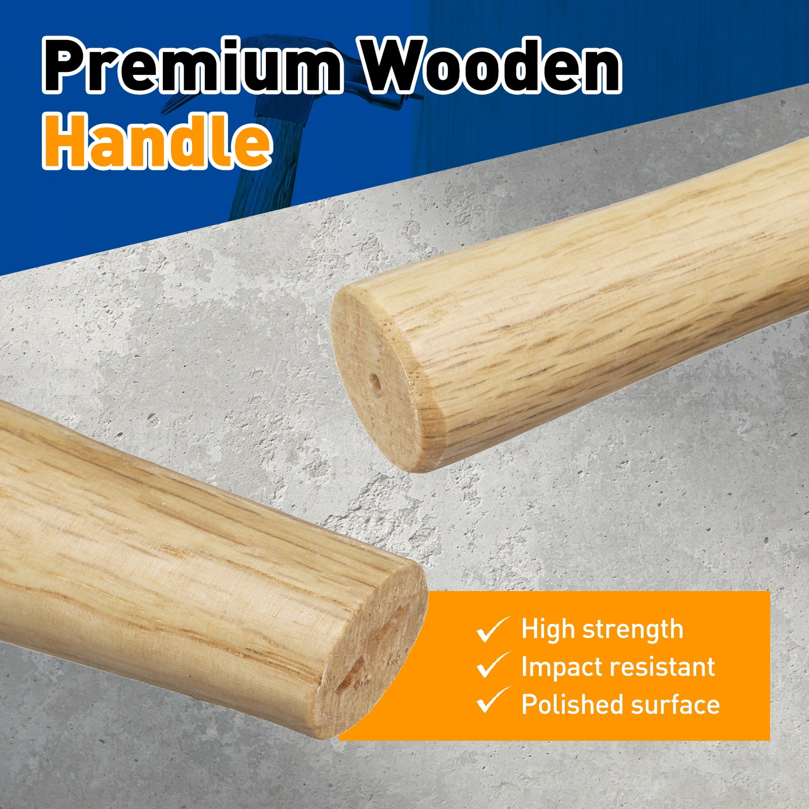 Uxcell 3pcs Wood Sledge Hammer Handle 11.6" Hammer Wooden Replacement Handles with Round Wedges for 1lb Round Octagonal Head Decking Framing Carpentry Construction DIY Sledge Axe Tool