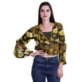 thumbnail image 1 of Moomaya Haut Court Imprimé pour Femmes Style Enveloppant Manches Longues à Volants Blouse d'Été Décontractée, 1 of 5
