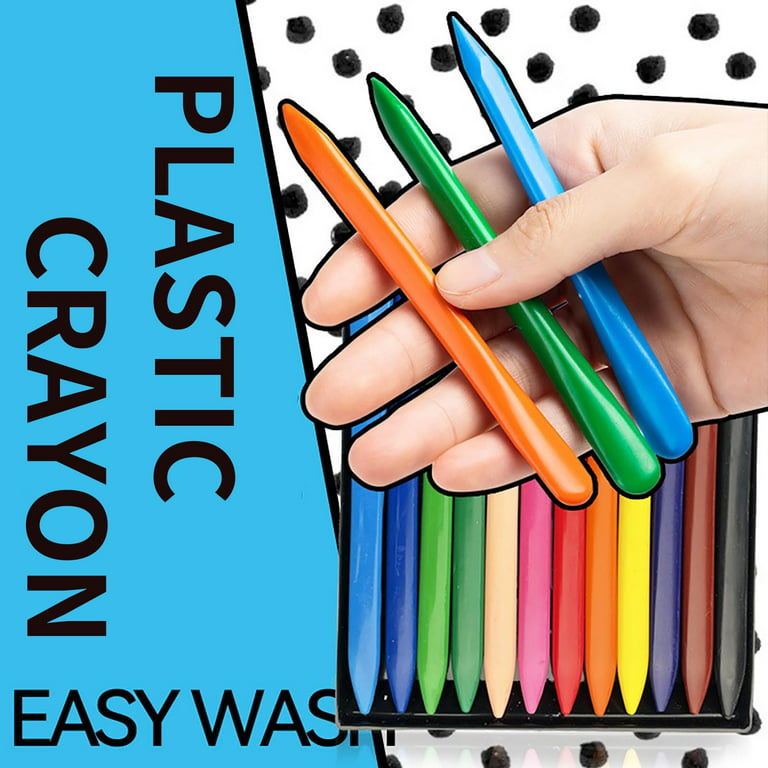 Prinxy Triangular Plastic Crayon Children's Crayon Not Dirty Hands Safe Washable Toddler Painting Brush Baby Graffiti Pen B, Size: 5.91 x 3.94 x 0.39