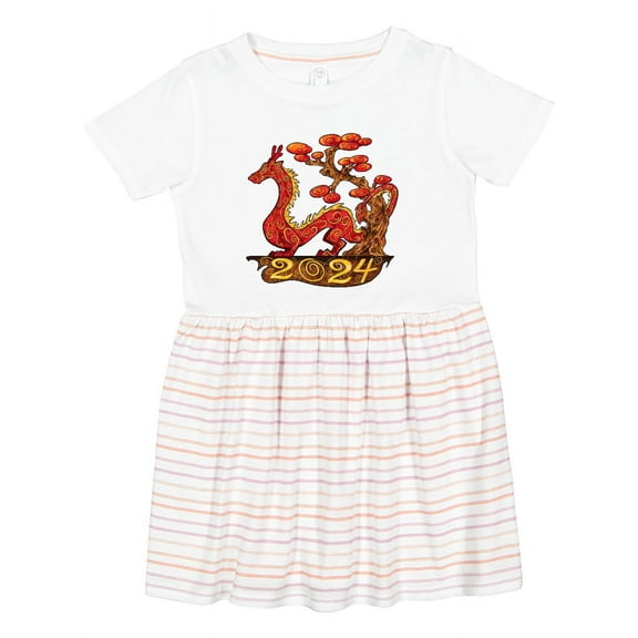 Inktastic 2024 Year of the Dragon- New Years Girls Toddler Dress
