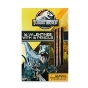 32 Jurassic World Valentine Cards with Charms Mini Lollipops and Happy Valentine's  Day Pen Classroom Exchange Bundle 