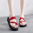thumbnail image 2 of Jumpingount Mujer Bohemio Playa Felpa Zapatillas Chica Bomba Elástico Zapatos Sandalia Plana Flip-flop Calzado rojo talla 39, 2 of 6