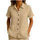 thumbnail image 1 of Tops Sueltos Casuales para Mujeres Moda No Posicionamiento Impreso 3/4 Manga V-Cuello Blusa con Poliéster Suave, Cómodo Top para el Uso Diario en Casa O Trabajo, 1 of 7