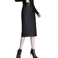 thumbnail image 4 of YM YOUMU Women Down Quilted Skirt Thick Warm High Waist Bodycon Zipper Back Slit Pencil Dress, 4 of 5