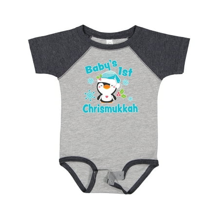 

Inktastic Baby s 1st Chrismukkah with Cute Baby Penguin and Snowflakes Gift Baby Boy or Baby Girl Bodysuit