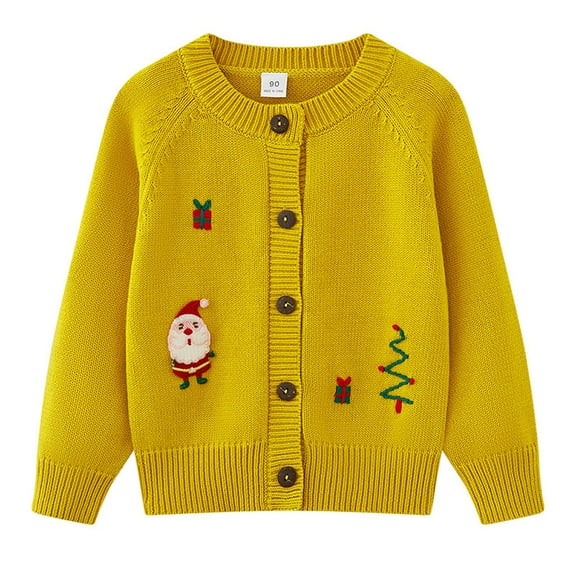 BFHHYA Kids' Boys & Girls Christmas Knit Cardigan Button Down Crewneck Sweater Open Front Casual Holiday Top for Winter Outings(3-9Y)