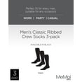 thumbnail image 2 of MeMoi Men's Classic Wide Ribbed Crew Socks 3-Pack - Mens - Male, 13-15, Ribbed Black, 2 of 7