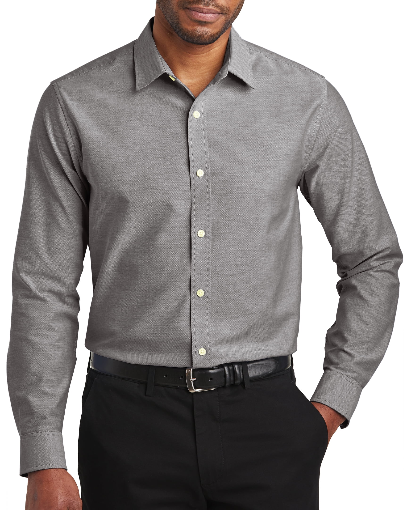 Mens Upscale Slim-Fit Oxford Dress Shirt - Black, 2XL - Walmart.com