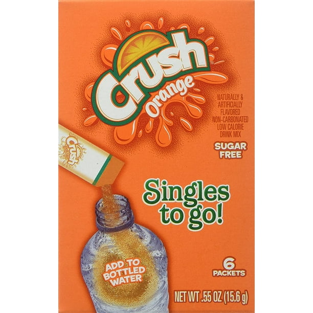 Crush Singles To Go Powder Packets, Water Drink Mix, Orange, NonCarbonated, Sugar Free Sticks