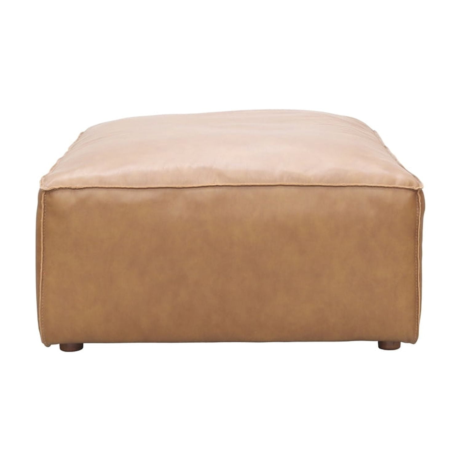 Ottoman - Sonoran Tan Leather Footstool - Modern Upholstered Storage Ottoman - Round & Square Design