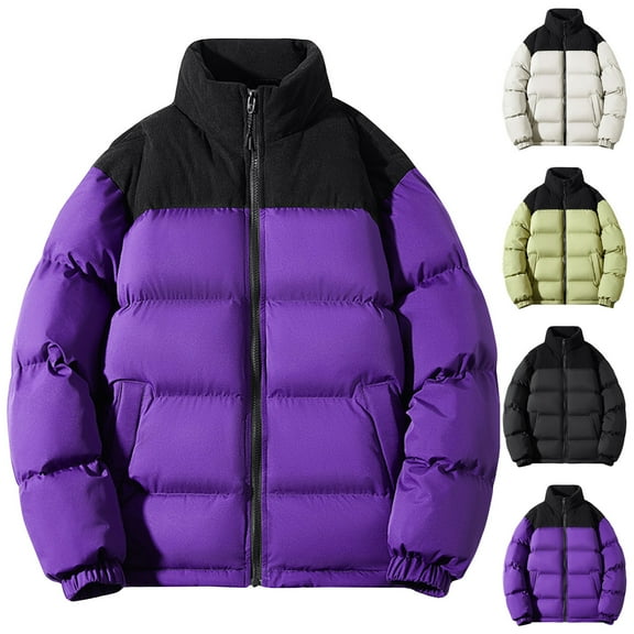 Brondbend Men’s Jacket Winter Coat for Men Mock Neck Long Sleeved Zipper Pocket Outerwear Multicolour Leisure Warm Jacket Loose Outdoor Tops Black