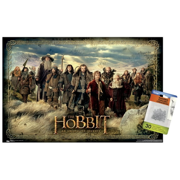 The Hobbit: An Unexpected Journey - Group Wall Poster with Push Pins, 14.725" x 22.375"