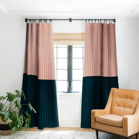 Society6 Colour Poems Color Block Lines Blackout Curtain Single Panel Pink Modern 50" x 84"