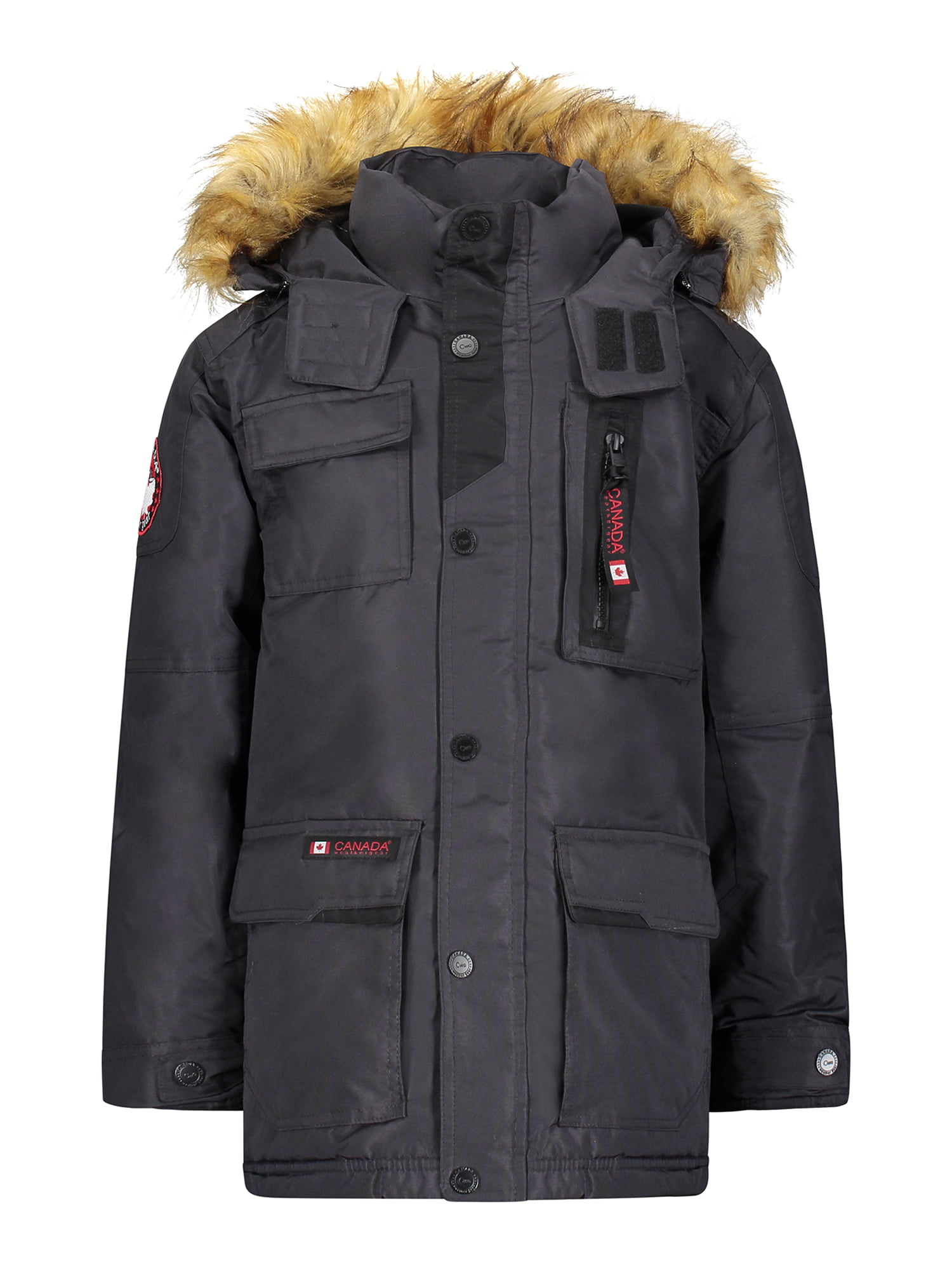 Canada Weather Gear Boys Parka with Fur Trim Hood, Sizes 8-20 - Walmart.com