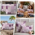 thumbnail image 5 of Boho Purple Flowers Outdoor Waterproof Pillow Covers, Spring Floral Botanical Patchwork Vintage Decorative Square Throw Pillowcase Sofa Cushion Sham for Patio/Couch/Chair, 24"x24" 2 Pack, 5 of 8