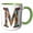 Green/White, variant on 3drose, Pretty Image of Stained Glass Monogram Letter M, 11oz Magic Transforming Mug