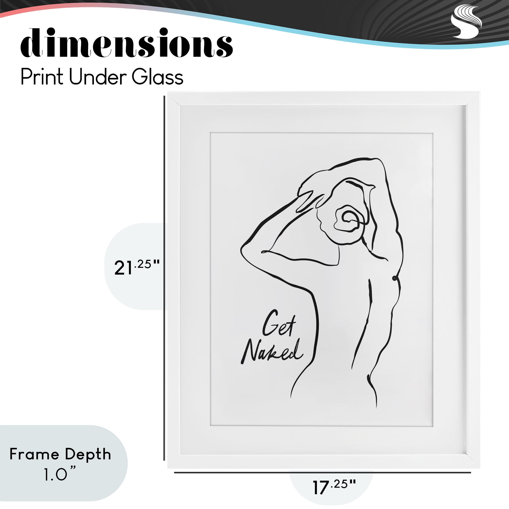 Stupell Industries Get Naked Nude Silhouette White Framed Print Under Glass, design by Lettered and Lined