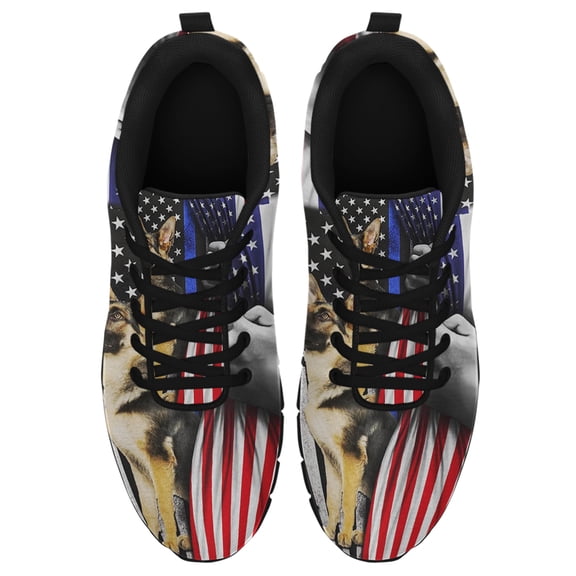 German Shepherd The Thin Blue Line America Us Running Shoes Sneakers Mesh Black Size 3.5