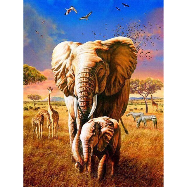 Pintura de Diamante 5D MACHAO Elefante Africano 30 x 40 cm Decoración de Pared