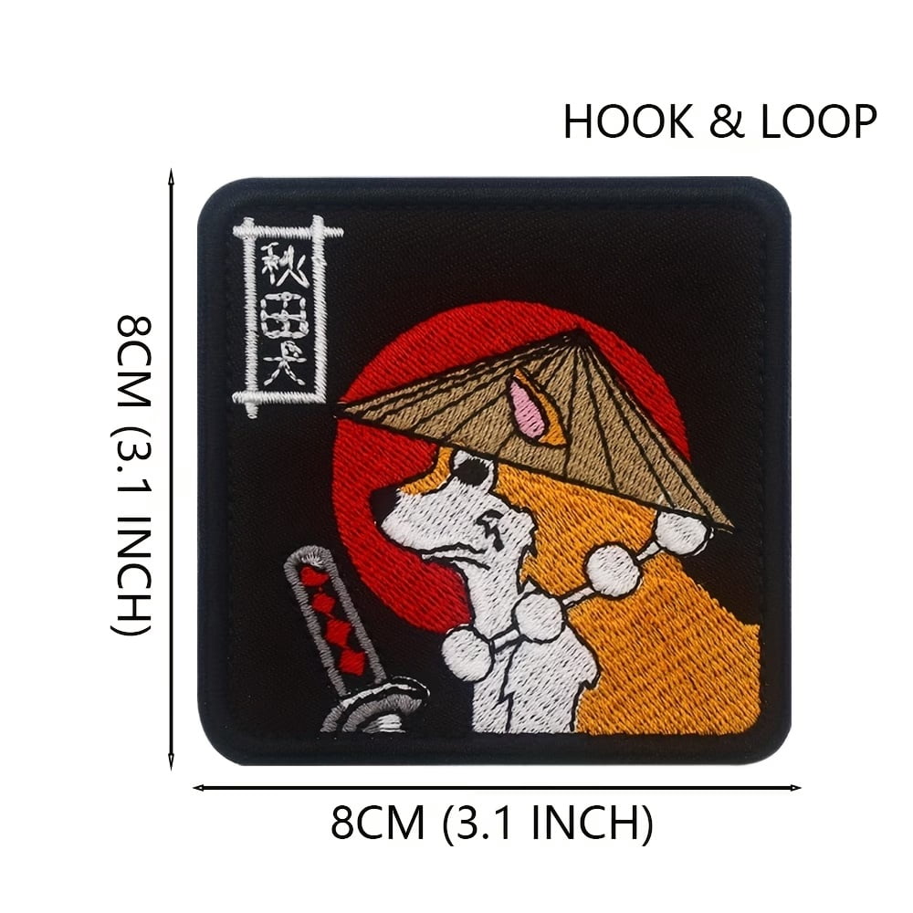 1pc Akita Dog Embroidery Fabric Patch - Hook Loop Tactical Badge for Backpack, Clothing, Dog Vest and Coat