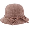 thumbnail image 4 of CoCopeaunts Knit Bucket Hat Women Solid Color Crochet Bowler Hats with Bowknot Lacing Strap Charming Winter Basin Hat for Girl, 4 of 8