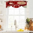 thumbnail image 3 of Geometric Red Tie Up Valance Curtains for Windows, Kitchen Curtains Window Treatments, Boho Retro Abstract Circle Black Green Short Window Shades Valances for Bedroom Bathroom Cafe 42"x12", 3 of 8