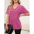 thumbnail image 4 of ANRABESS Womens Oversized Acid Washed T-Shirt Short Sleeve Vintage Casual V Neck Tops 2026 Summer Basic Tee Trendy Clothes Hot Pink Medium, 4 of 8