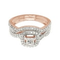 thumbnail image 3 of AFFY 14K Solid Rose Gold Princess & Round Lab Created Moissanite Diamond Halo Bridal Set Ring-10, 3 of 8
