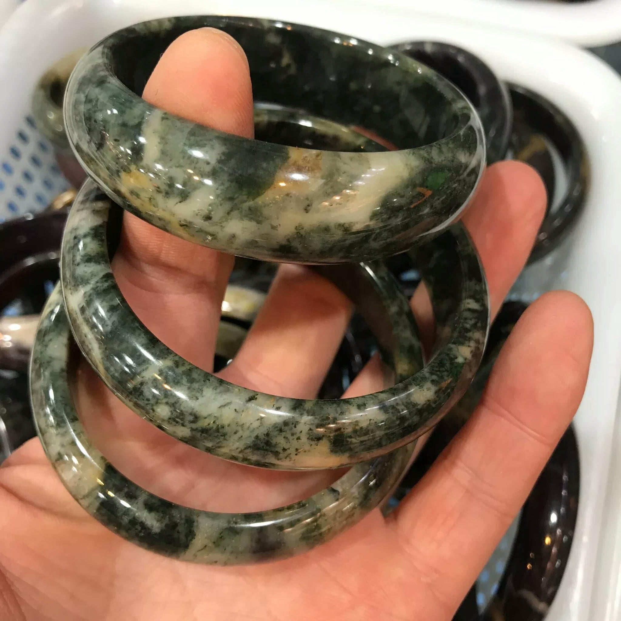 HOOUN 62 mm Grade A Natural Jade Bangle for Women Girls Jadeite Jewelry Bracelets