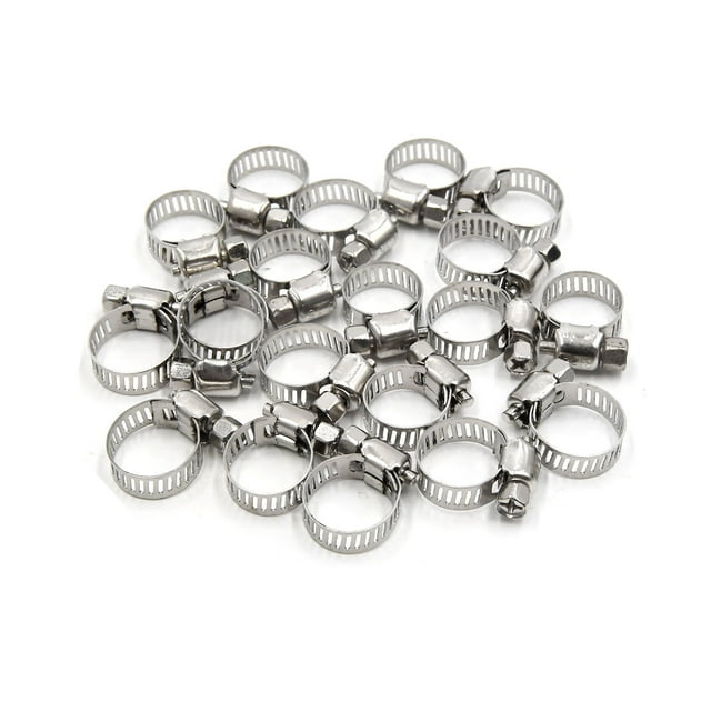 Unique Bargains 20Pcs 9-16mm Metal Adjustable Drive Hose Clamp Fuel Line Worm Clip for Car