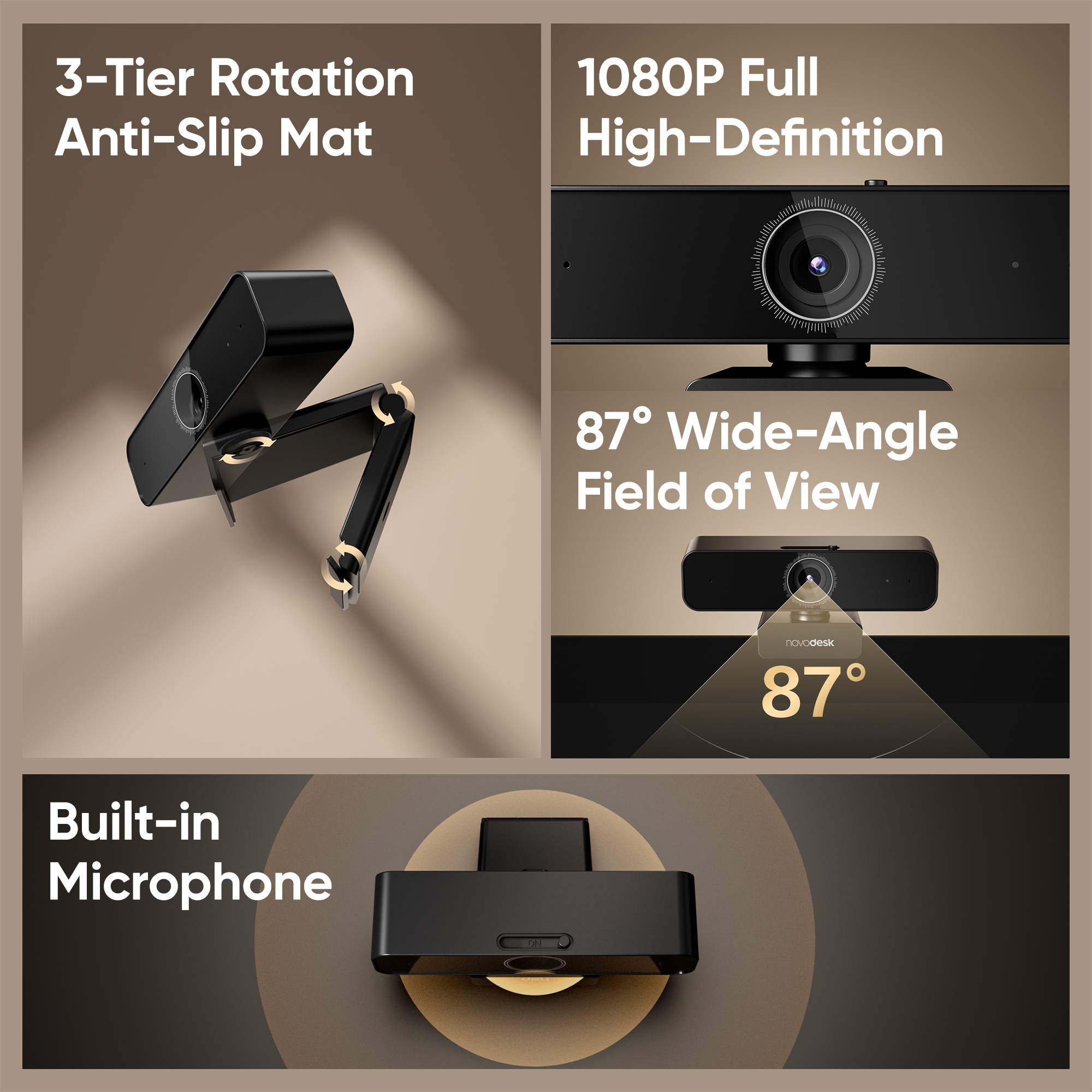 NOVODESK 1080p HD Webcam with Dual Microphone and Privacy Cover photo 6