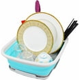 thumbnail image 5 of SAMMART 10 Litre (2.6 Gallons) Collapsible Tub & 8L (2.11Gallons) Collapsible Dish Drainer with Drainer Board (Grey+Cyanine (Set of 2)), 5 of 7