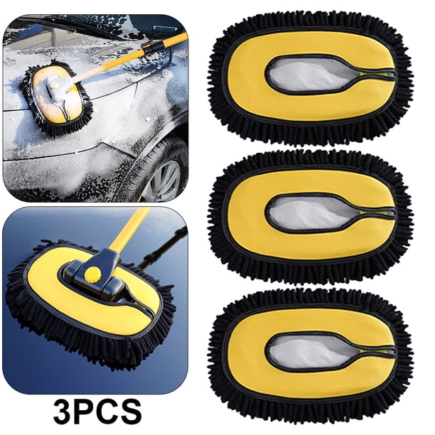 Likrtyny Car Detailing Brush Chenille Car Mop Head Wipe Mop Auto Accesorio (Amarillo)