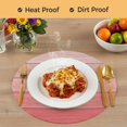 thumbnail image 4 of Ombre Pink Wooden Grain Round 13 Inch Placemats Set of 8, Farmhouse Vintage Chic Textured HeatResistant Non Slip Place Mats for Dining Table, Wipeable Braided Kitchen Table Mats for Housewarming, 4 of 9