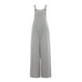 thumbnail image 5 of Women Cotton Linen Jumpsuit Wide Leg Suspender Bib Overalls Summer Vacation Beach Loose Romper, 5 of 6